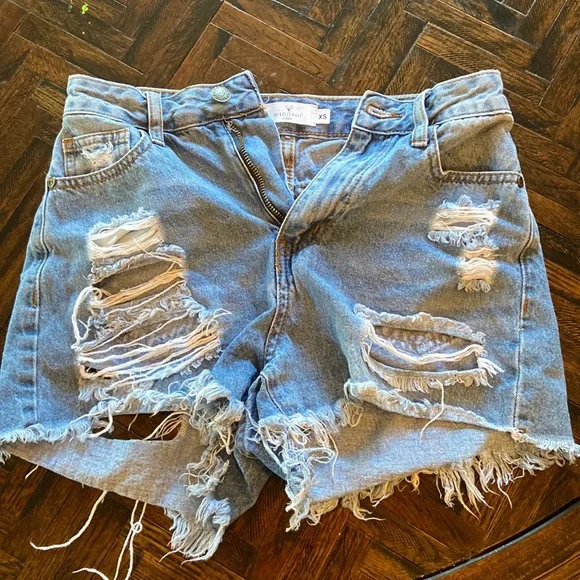 Jean Shorts with Rips - Picture 1 of 3